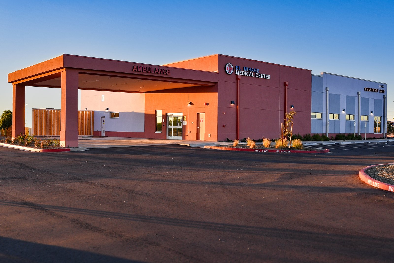 The El Mirage ambulance bay at dusk.